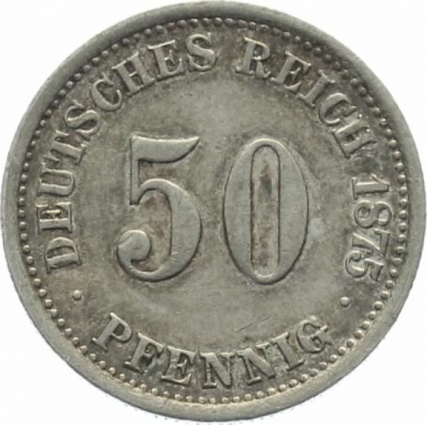 Kaiserreich 50 Pfennig 1875 F - kleiner Adler